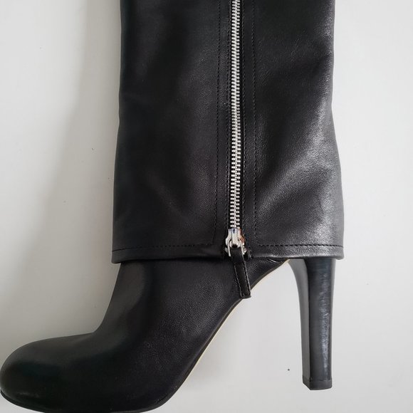 Black Leather High Heel Boots - Picture 2 of 6